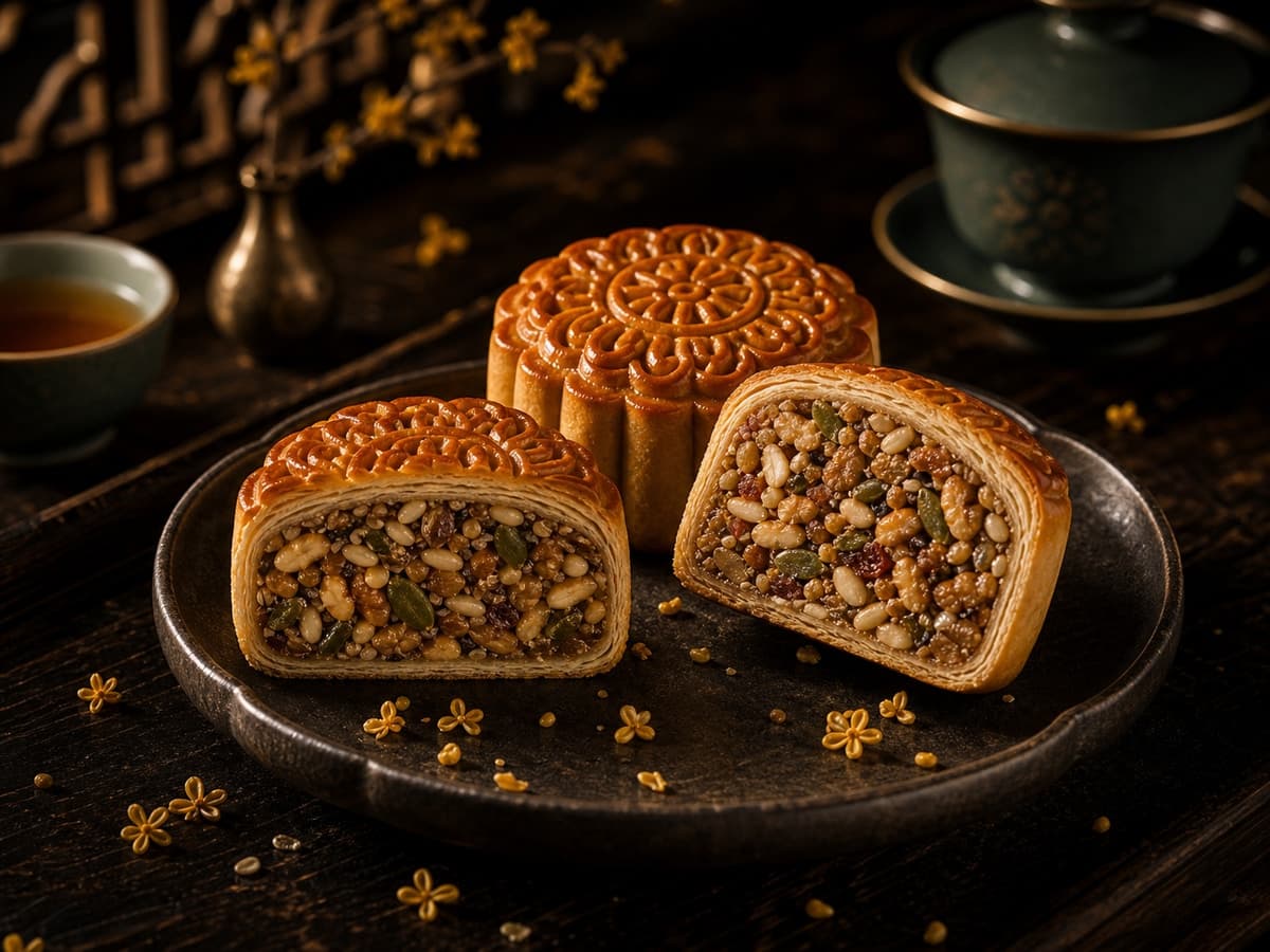 云酥坊黑金茶席五仁月饼产品图