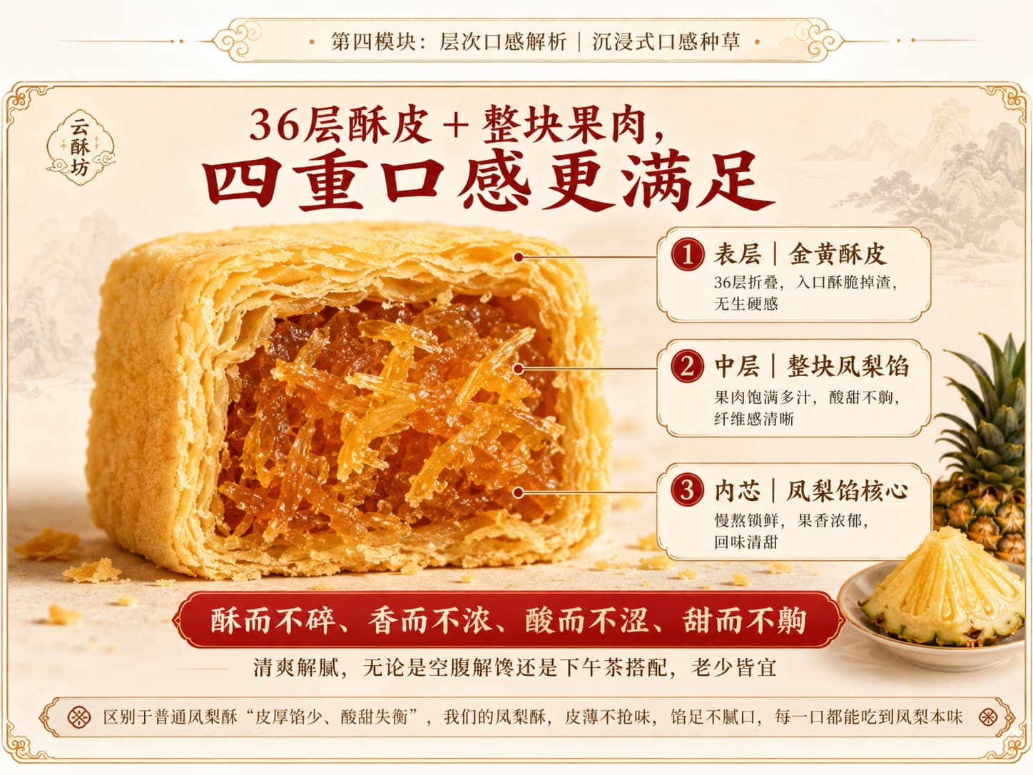 经典凤梨酥切面果肉特写