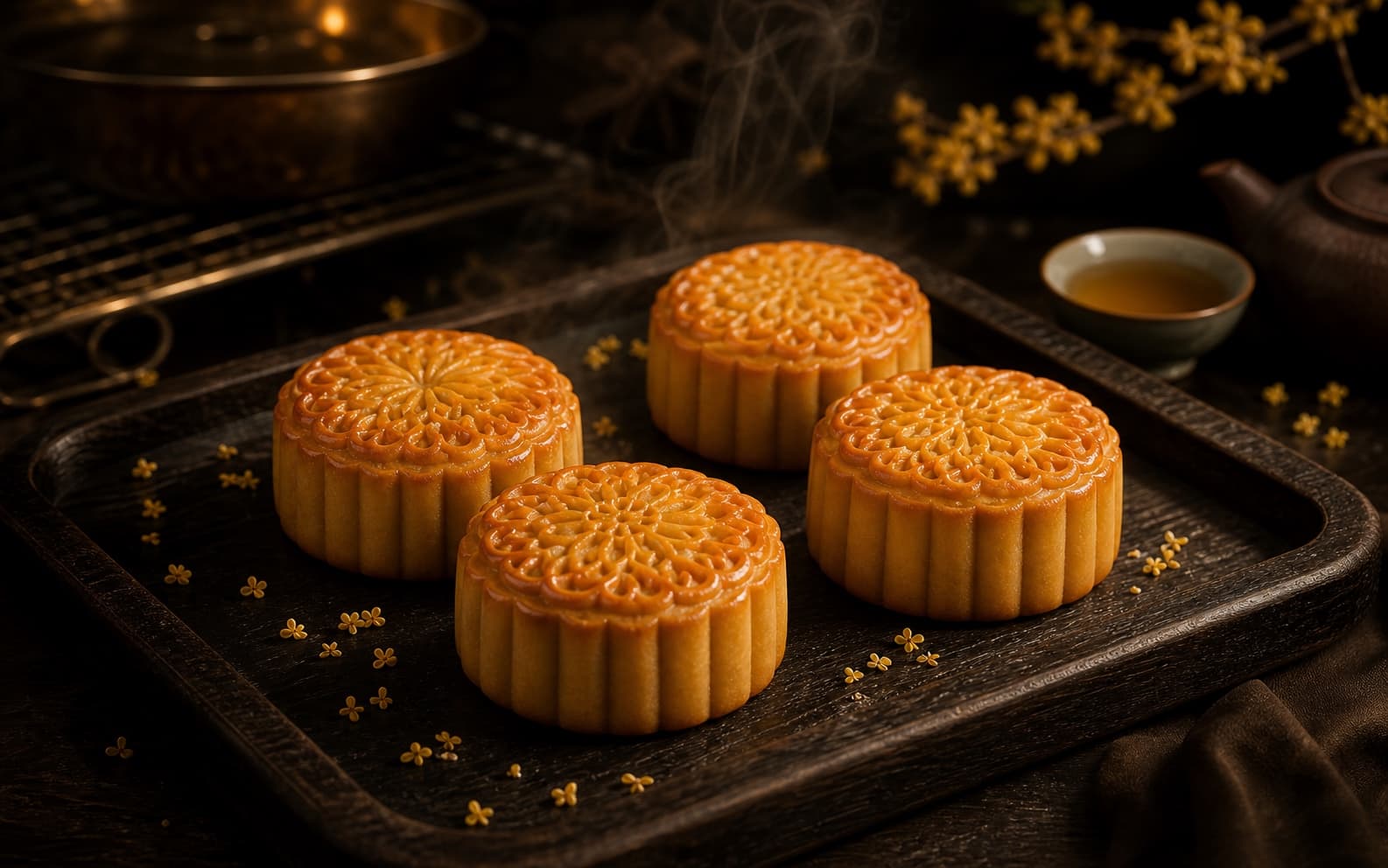 分段恒温烘烤后的广式冬翅月饼