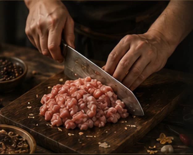 苏式鲜肉月饼手工切鲜肉制作过程