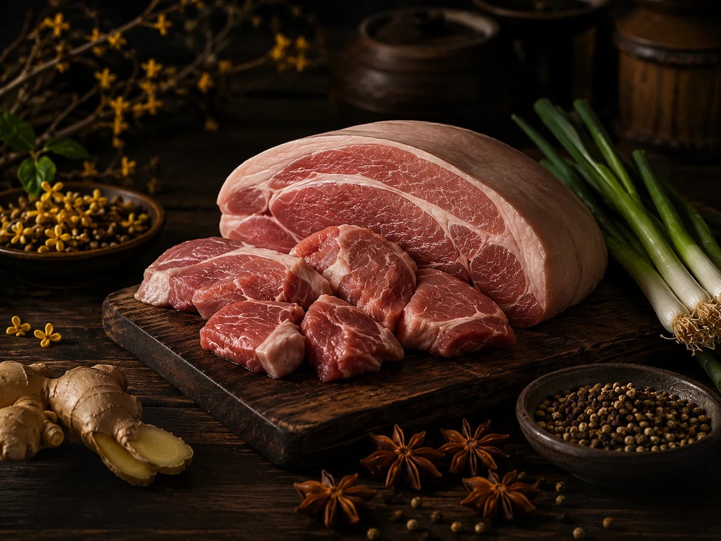黑毛猪后腿肉原料展示
